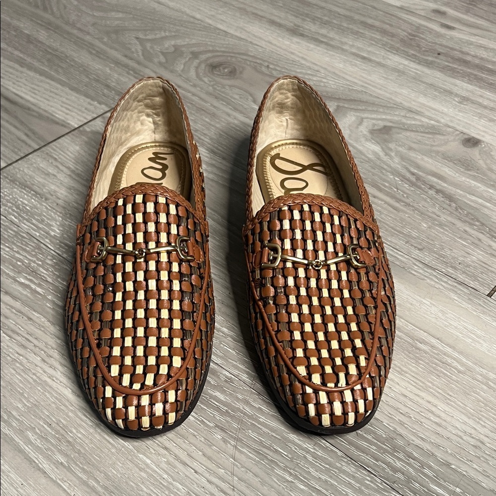 Sam Edelman Brown and Cream Woven Moccasins - Picture 2 of 16